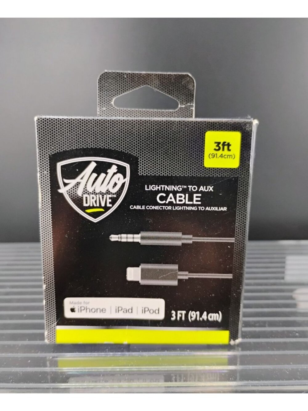 Auto Drive Lightning To AUX Cable 3ft iPhone iPad iPod Adapter